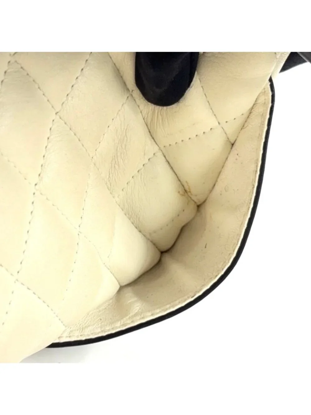 Chanel Cambon Line Bowling Lambskin Black White Shoulder Bag Silver
